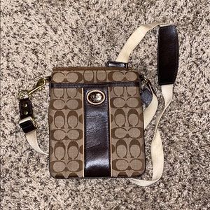 Coach 1941 Brown Canvas Leather Trim Crossbody